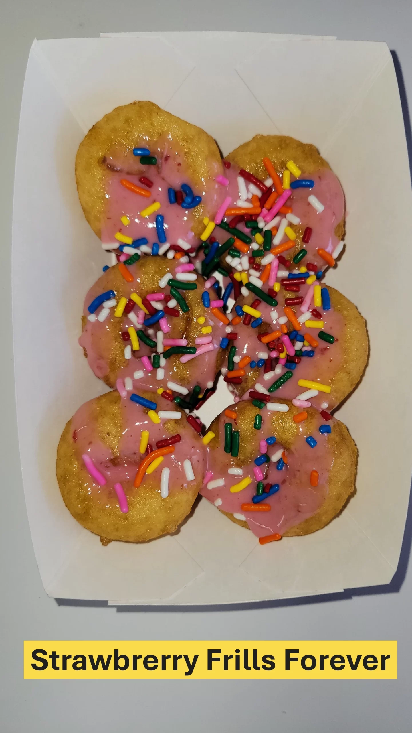 Strawberry Frills Forever mini donuts